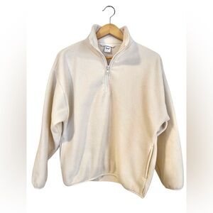 Aritzia TNA Cream Polar 1/4 Zip Fleece Sweater Size XS Cozy Loungewear